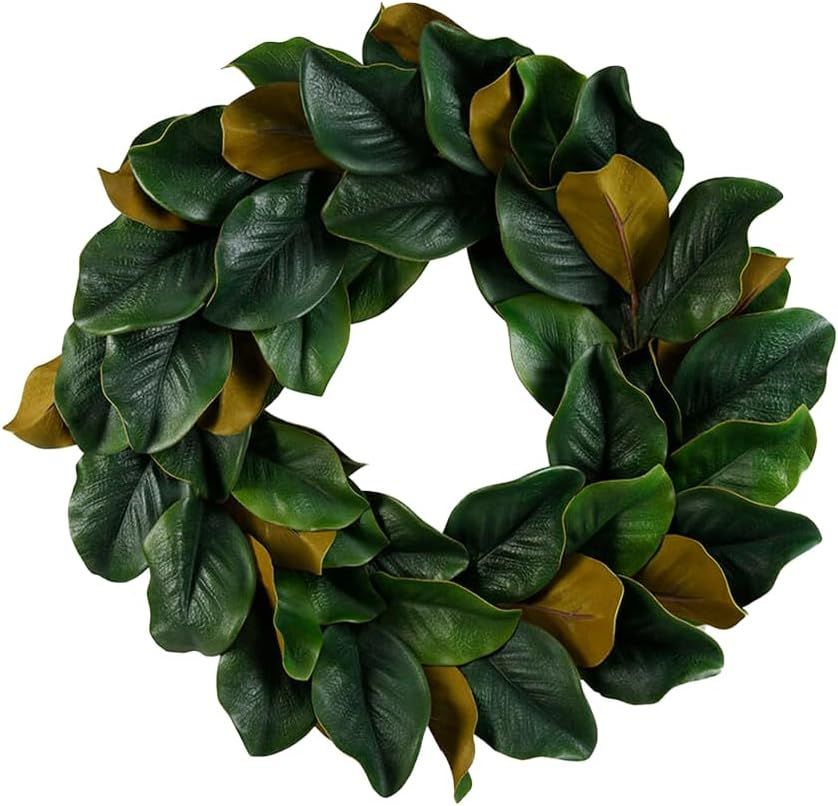 Serene Spaces Living Artificial Green Magnolia Leaf Wreath, Ideal to Hang at Wedding, Store Displ... | Amazon (US)