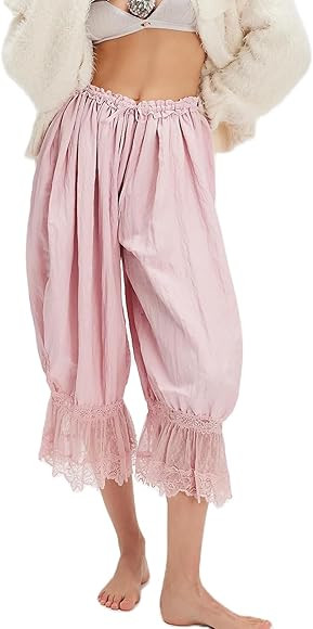 Women Long Bloomer Pants Lace Trim Victorian Pantaloons Capri Pants Lounge Pjs Pettipants Y2K Paj... | Amazon (US)