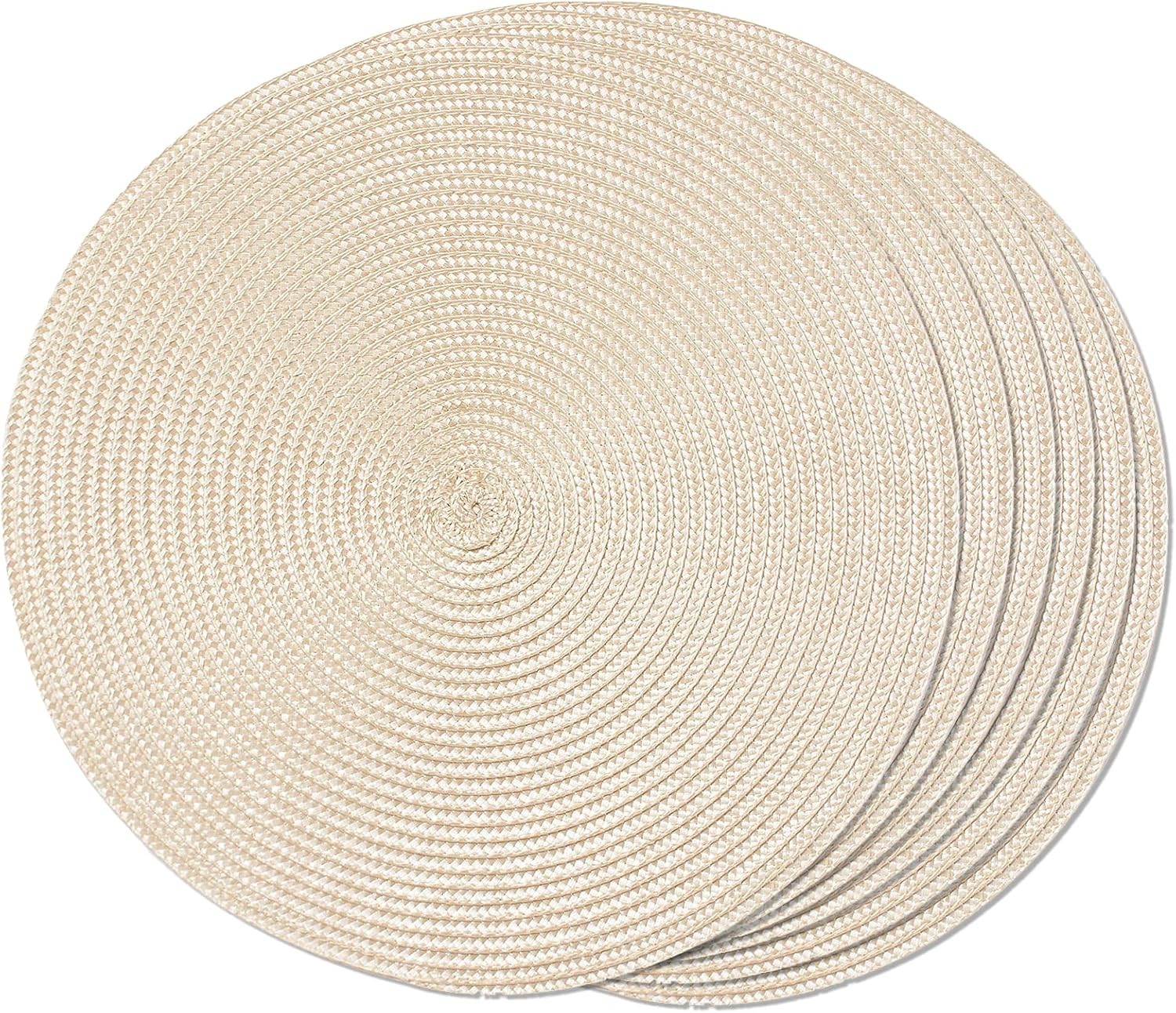 FunWheat Round Braided Placemats Set of 6 Table Mats for Dining Tables Woven Washable Non-Slip Pl... | Amazon (US)
