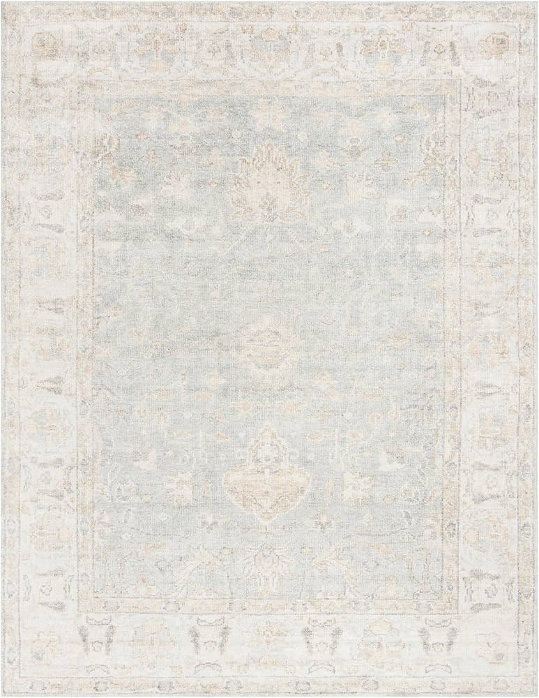 SAFAVIEH Maharaja Collection Area Rug - 8' x 10', Light Blue & Ivory, Hand-Knotted Traditional Viscose, Ideal for High Traffic Areas in Living Room, Bedroom (MHJ415A) | Amazon (US)