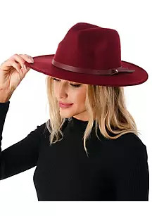 Wool Blend Felt Hat with Vegan Leather Band | Belk