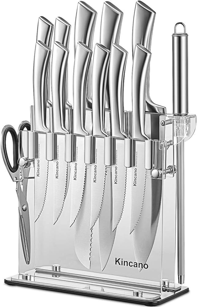 Knife Set, 14 PCS High Carbon Stainless Steel Super Sharp Kitchen Knife Set for Chef with Acrylic... | Amazon (US)