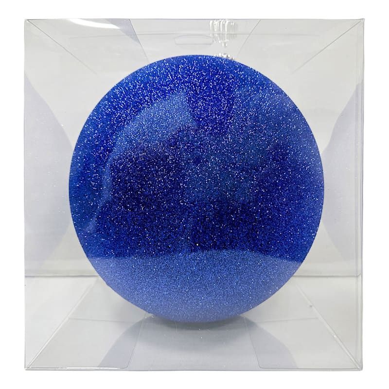 1-Count Large Blue Glittered Shatterproof Ornament, 7.7" | At Home