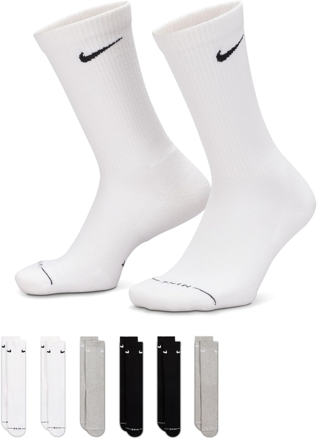 Nike Unisex Adult Everyday Elevated Crew Socks (6-Pack) | Mens and Womens | Amazon (US)
