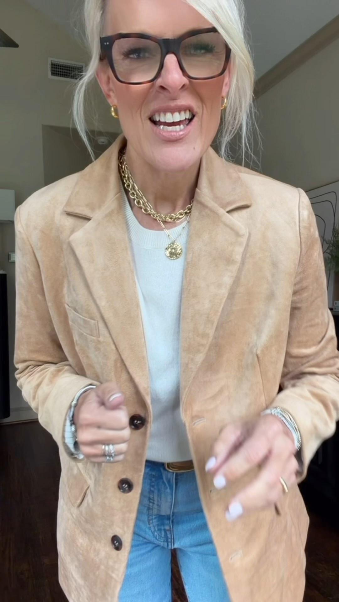 Great pieces to have in your wardrobe that you can mix and match to form several outfits

And a few of these pieces are 30% off if you are J.Crew passport member, so what a fantastic time to invest in some staple pieces
Free to become a J.Crew passport member

This faux suede blazer from Anthropologie is fantastic! It is true to size

Cashmere tee quince - I size up two sizes in these to a large. Incredibly affordable and such a workhorse in your wardrobe.

Trousers - fit TYS
boots - in my opinion these are perfect. I love the height of the ankle. The color of suede is fantastic. The comfort is there and the heels are not too high. They are comfortable. I’ve worn them for hours.

#LTKOver40 #LTKGiftGuide #LTKWorkwear