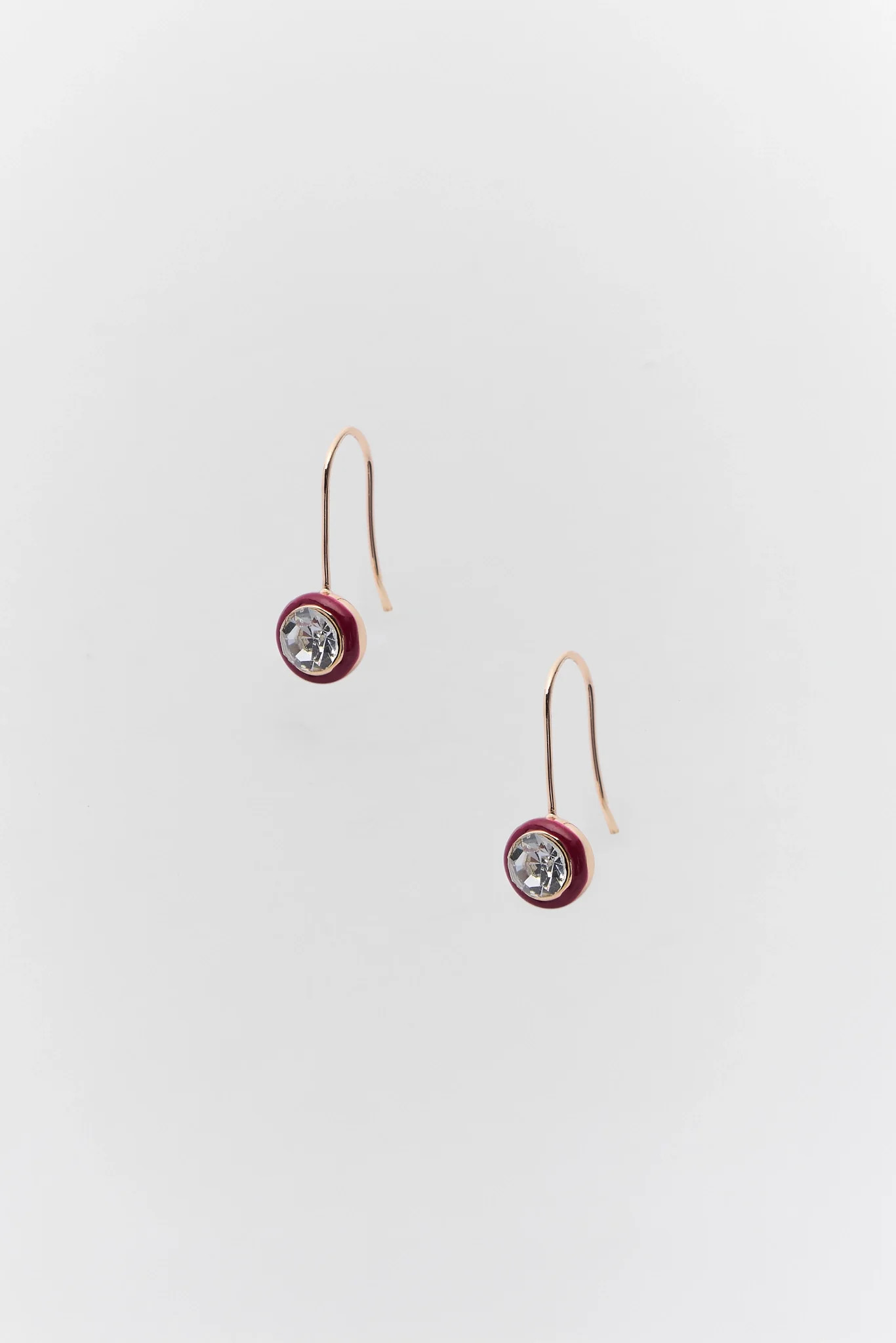 Maroon Round Rhinestone Drop Earrings | Avara