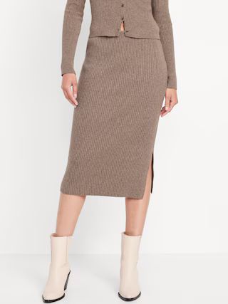 High-Waisted Ribbed Midi Skirt | Old Navy (US)