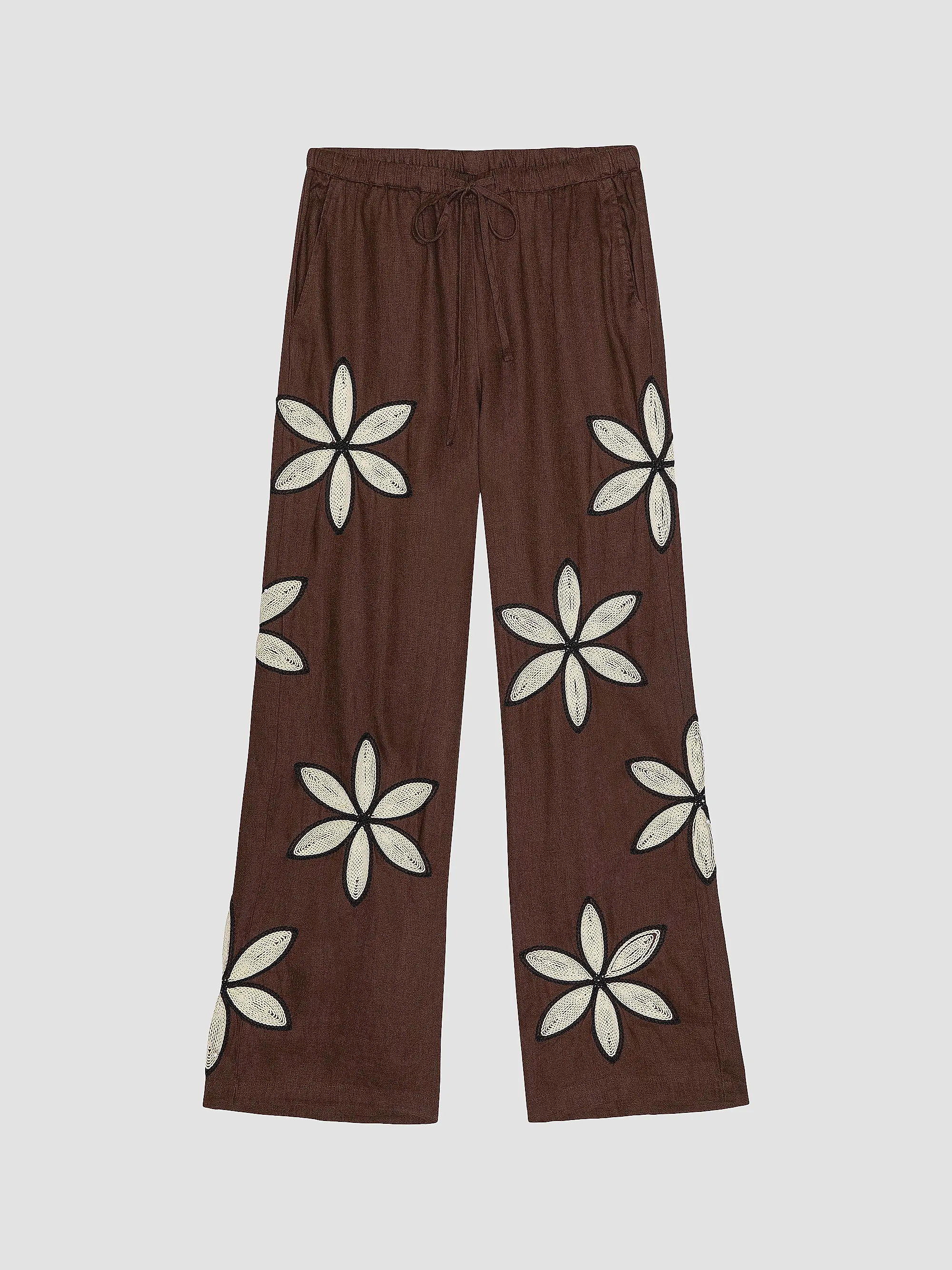 Emmie Crochet Floral Linen Pants | Saks Fifth Avenue