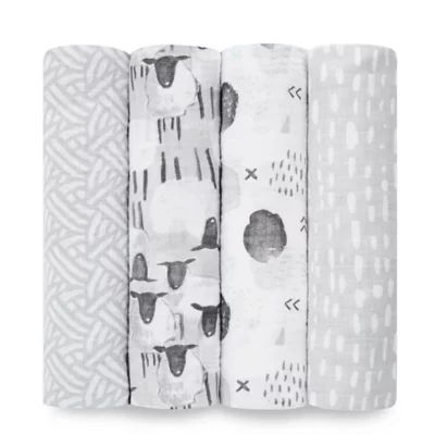 aden + anais™ essentials 4-Pack Cotton Muslin Swaddle Blankets in Pasture | buybuy BABY | buybuy BABY