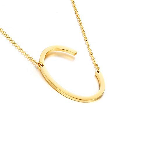 DIANE LO'REN Gold Tone Sideways Initial Necklace Gold Pendant Necklace Love Letter Necklace for W... | Amazon (US)