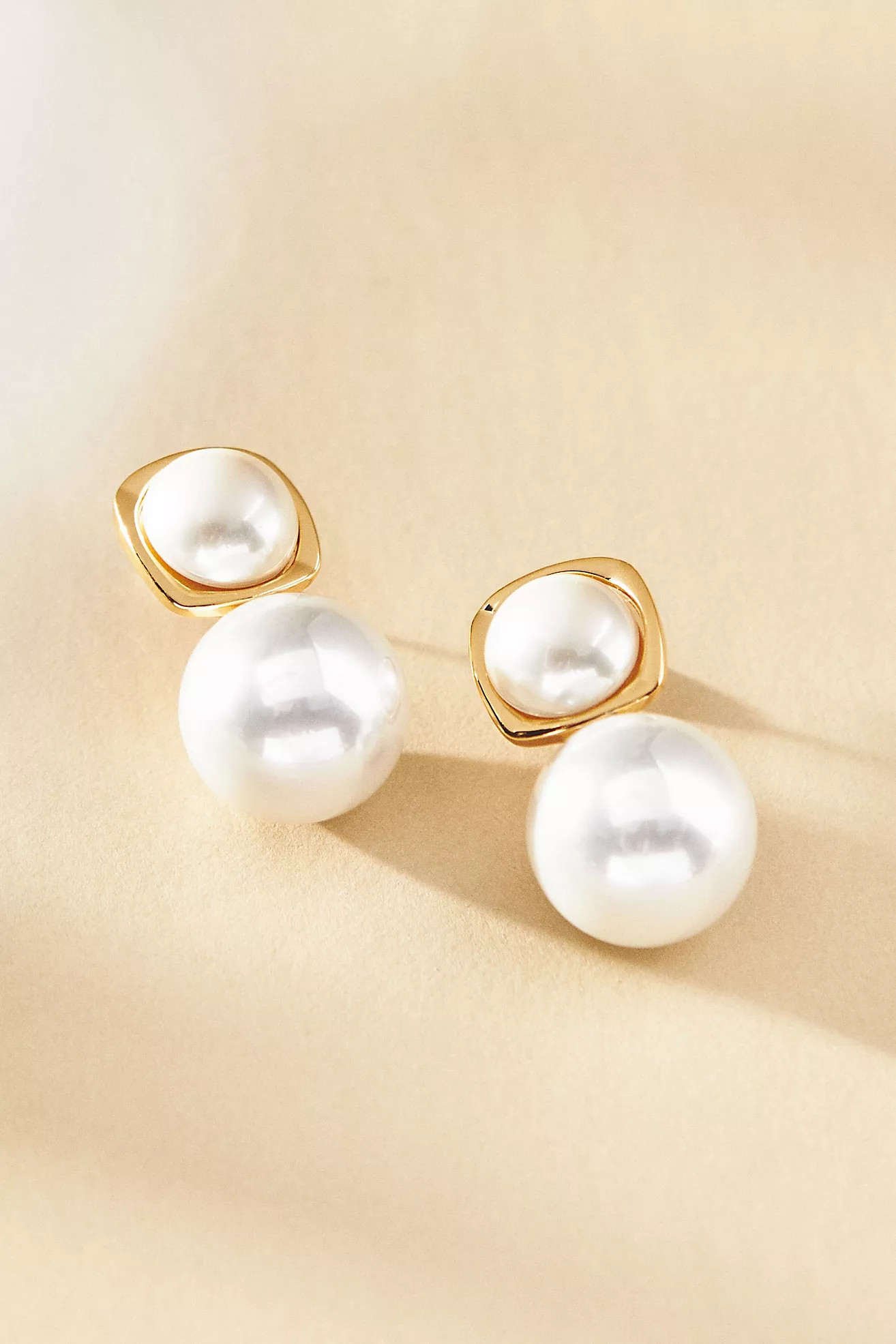 Pearl Bezel Drop Earrings | Anthropologie (US)