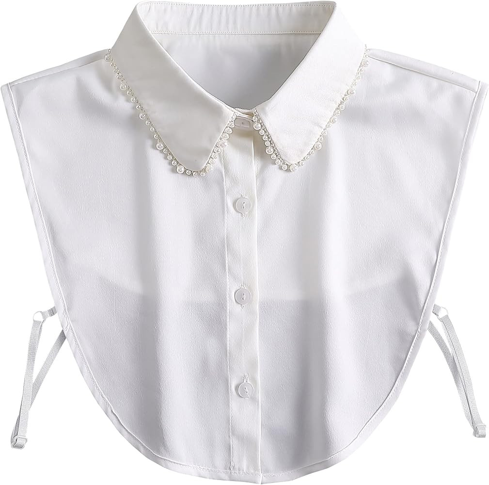 Lady Half-Shirt Blouse Detachable Lace Chiffon Fake Collars Dicky Collar Faux Collar | Amazon (US)