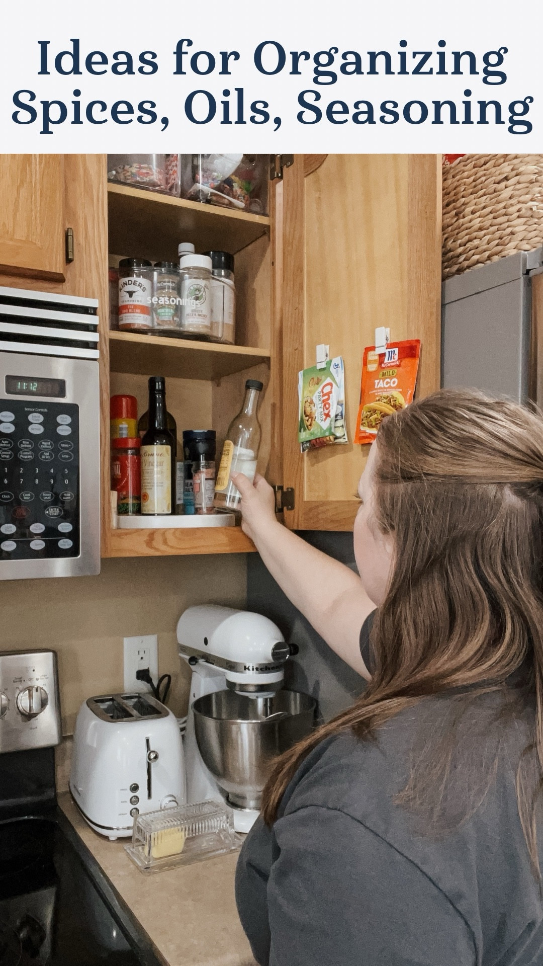 Ideas for organizing spices, seasonings, oils in your kitchen cabinet. These spice jars are amazing, and the lazy susans make it super easy to find everything. #kitchenorganization #organization

#LTKHome