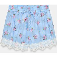 Zara - Striped Lace Hem Shorts - Striped - Xl - Woman | Zara US