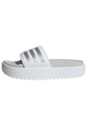 adidas womens Adilette Platform White/Zero Metallic/Grey 10 | Amazon (US)