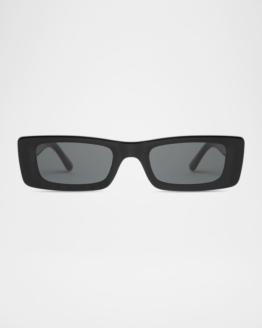 Elisa Johnson Flynn Glossy Acetate Rectangle Sunglasses | Neiman Marcus