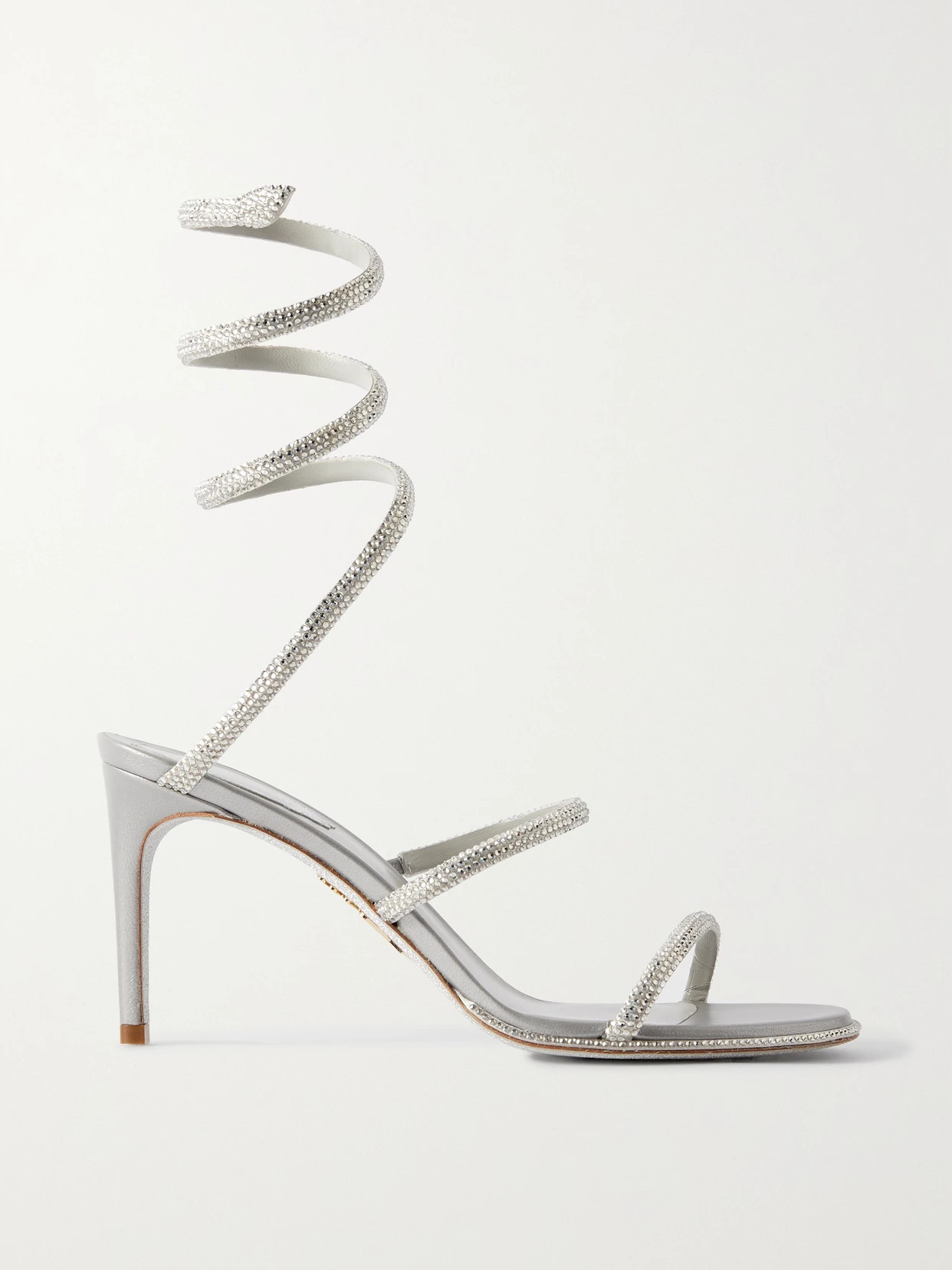 René Caovilla - Cleo Crystal-embellished Satin Sandals - Silver | NET-A-PORTER (US)