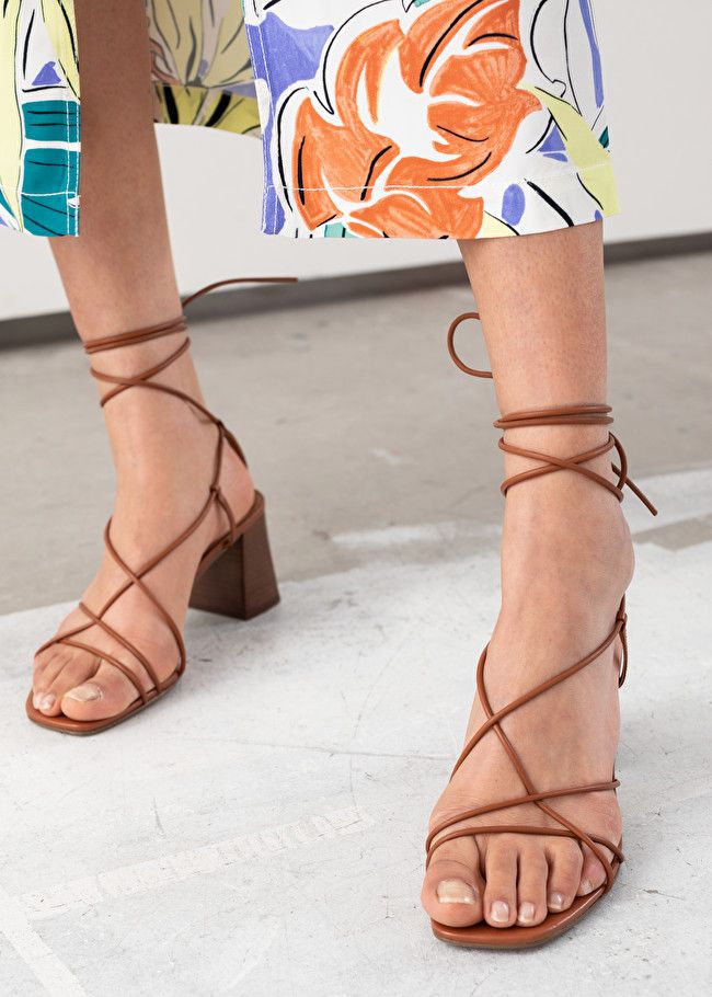 Leather Strappy Lace Up Heeled Sandals | & Other Stories (EU + UK)