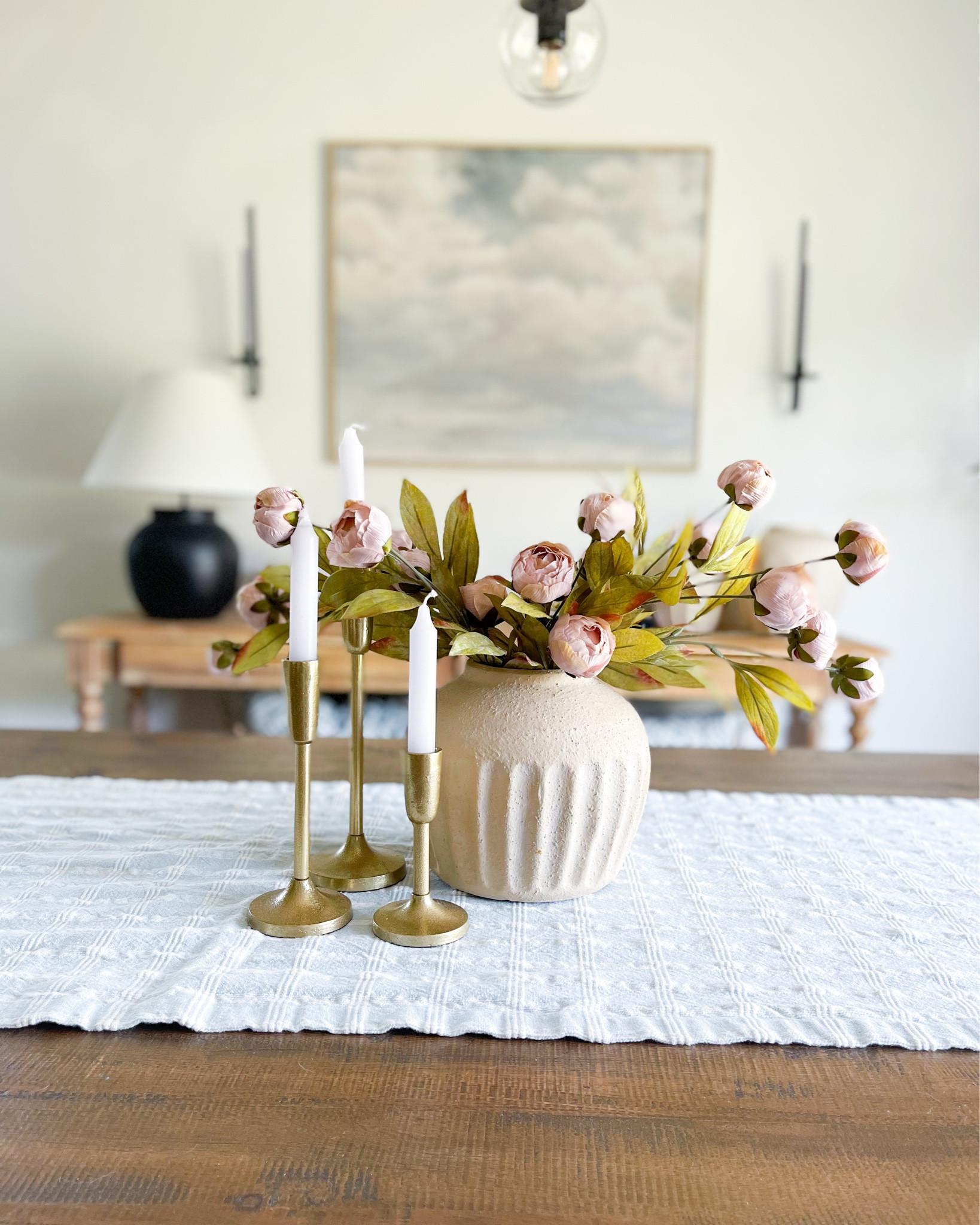 Dining room inspo 🤍 my favorite peonies and vase combo are both back in stock! 

#LTKSeasonal #LTKHome #LTKSaleAlert