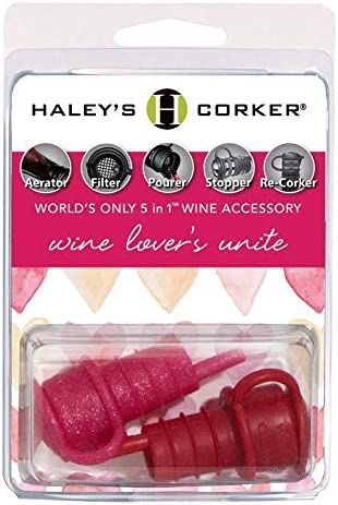 Haley's Corker 5-in-1 Wine Aerator, Stopper, Pourer, Filter and Re-Corker, Wine Lovers Treat | Amazon (US)