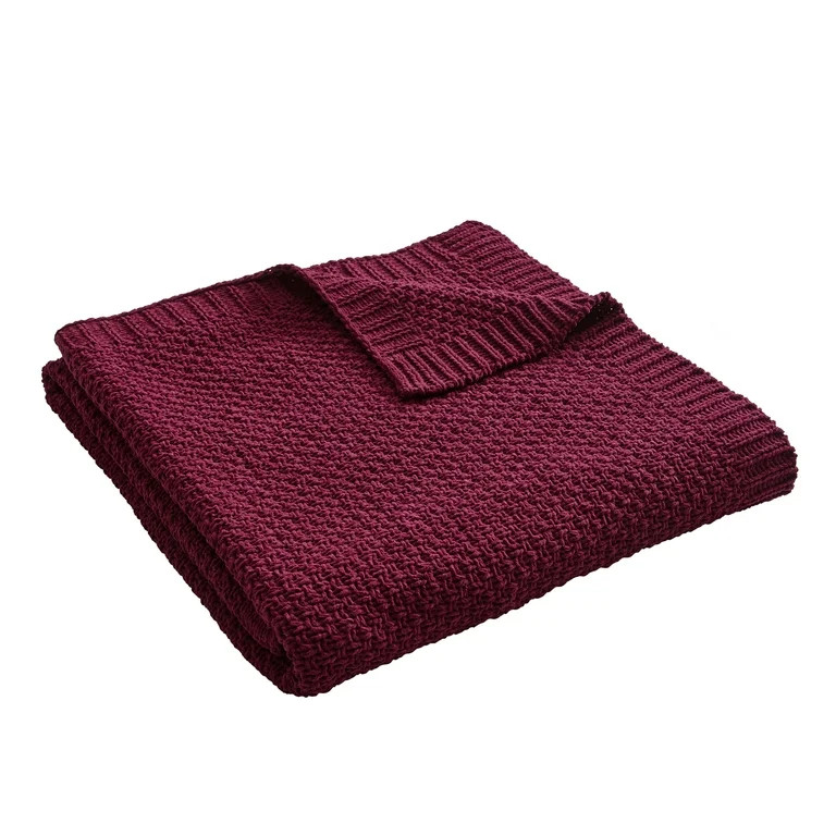 Better Homes & Gardens Chenille Knit Super Soft Oversized Throw Blanket, Merlot Wine | Walmart (US)