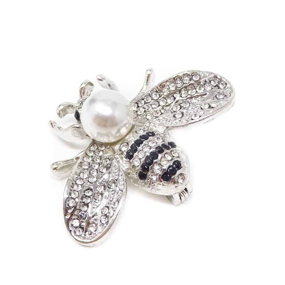 Honbay Fashion Vintage Gold Tone Honey Bee Brooch with Rhinestones and Pearl | Amazon (US)