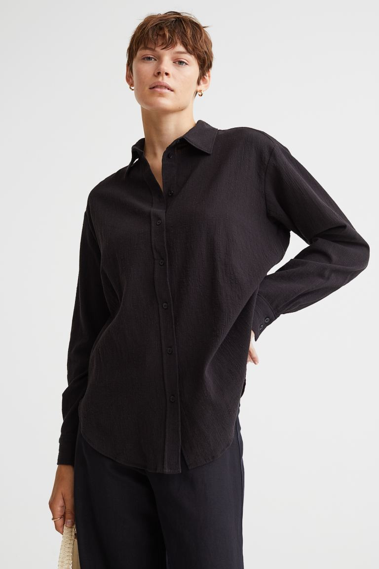 Crinkled cotton shirt | H&M (UK, MY, IN, SG, PH, TW, HK)