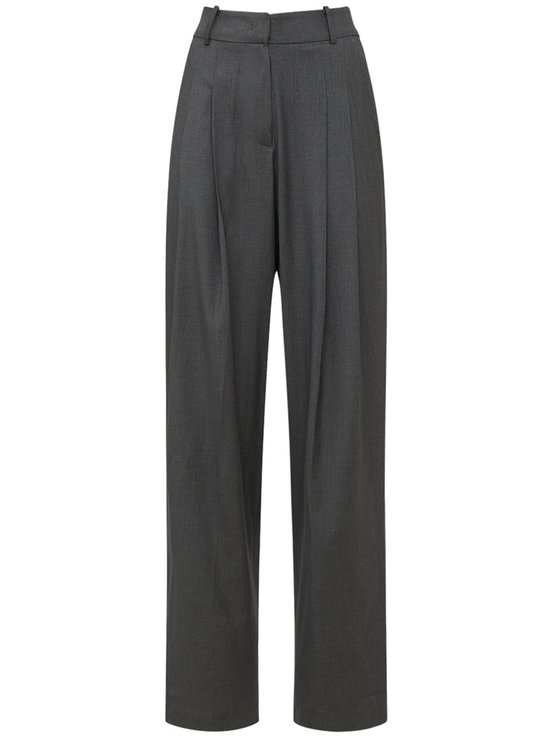 Gelso high rise pleated woven wide pants - The Frankie Shop - Women | Luisaviaroma | Luisaviaroma