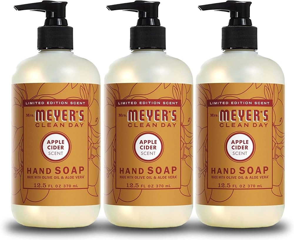 MRS. MEYER'S CLEAN DAY Hand Soap, Made with Essential Oils, Apple Cider, 12.5 Fl Oz (Pack of 3) | Amazon (US)