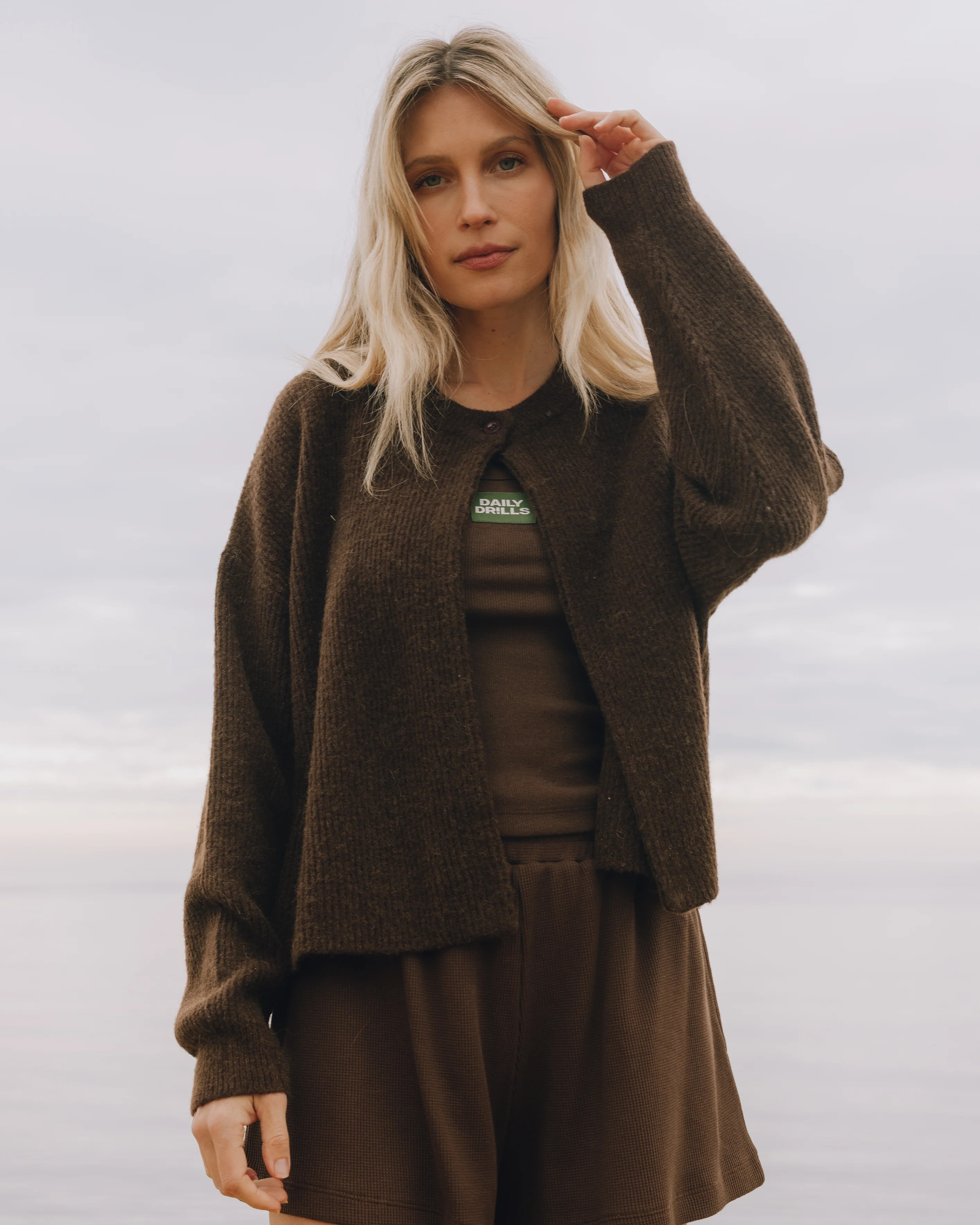 Single Button Long Sleeve Sweater - Coco | Daily Drills