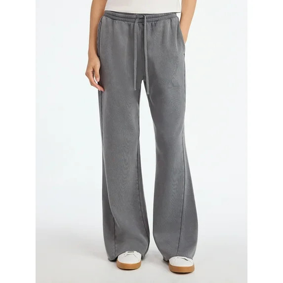 Scoop Women’s Mineral Washed Fleece Flare Leg Sweatpants, Sizes XS-XXL | Walmart (US)