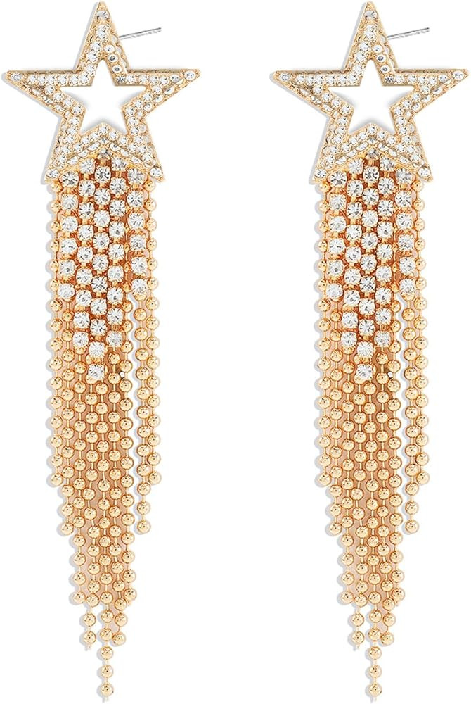 Star Earrings Dangle Silver Star Earrings for Women 14K Gold Star Sparkly Earrings Long Dangle Y2... | Amazon (US)