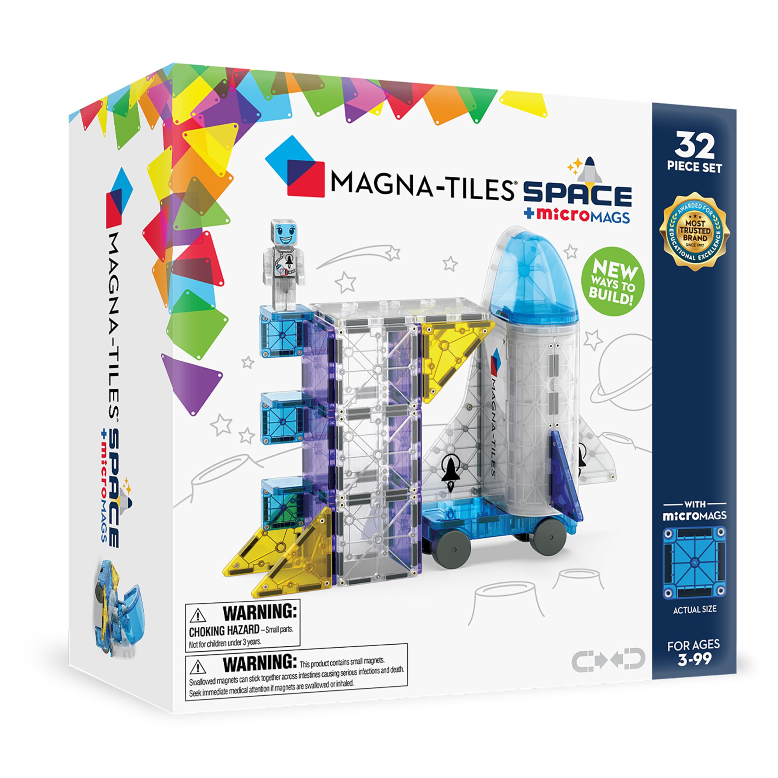 MAGNA-TILES Space 32-Piece Magnetic Construction Set, The Original Magnetic Building Brand | Amazon (US)