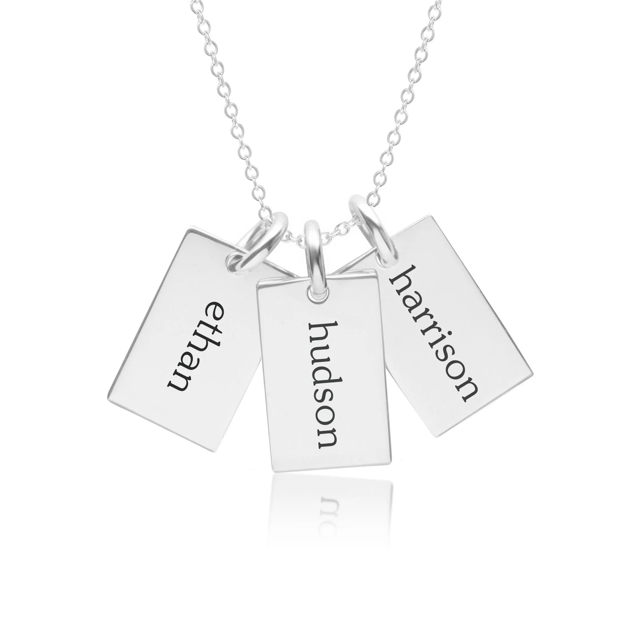 Sterling Silver Mini Dog Tag Necklace - 3 Names | Tiny Tags