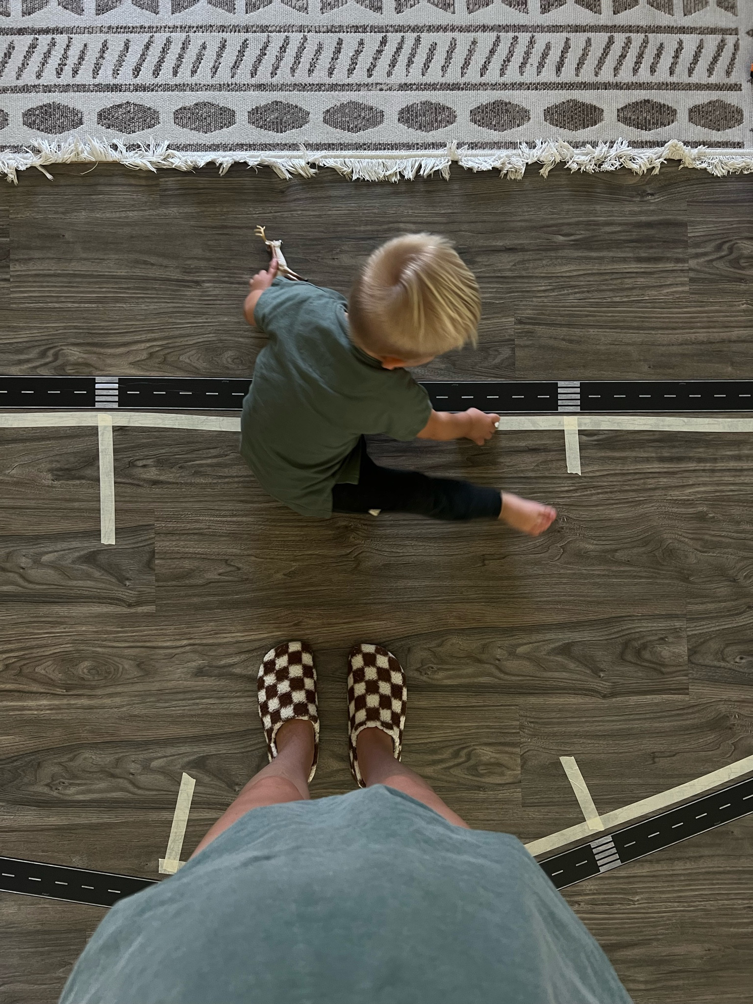 Road tape for kids free play! We’ll use the road tape to create roads, masking tape to create sidewalks and driveways, and magnet tiles to build homes! 🤌🏽

#LTKKids #LTKBaby #LTKFamily