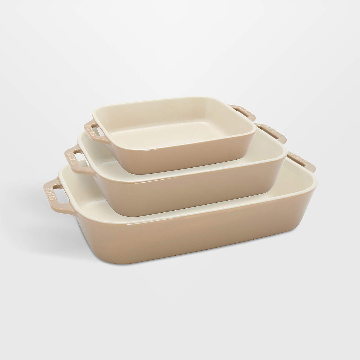 Staub Sesame 3-Piece Rectangular Baking Dish Set + Reviews | Crate & Barrel | Crate & Barrel