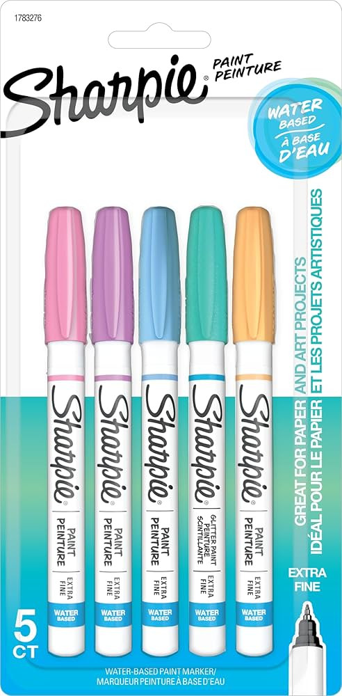 Sharpie Water-Based Paint Markers, Extra-Fine, Assorted Colors, 5 Count | Amazon (US)