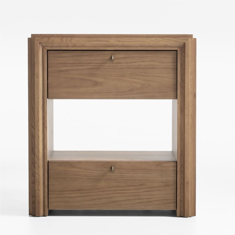 Caldwell Barley Brown Travertine and Oak Wood Nightstand with Storage by Jake Arnold | Crate & Ba... | Crate & Barrel