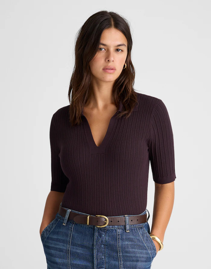 The Signature Knit Johnny-Collar Sweater | Madewell