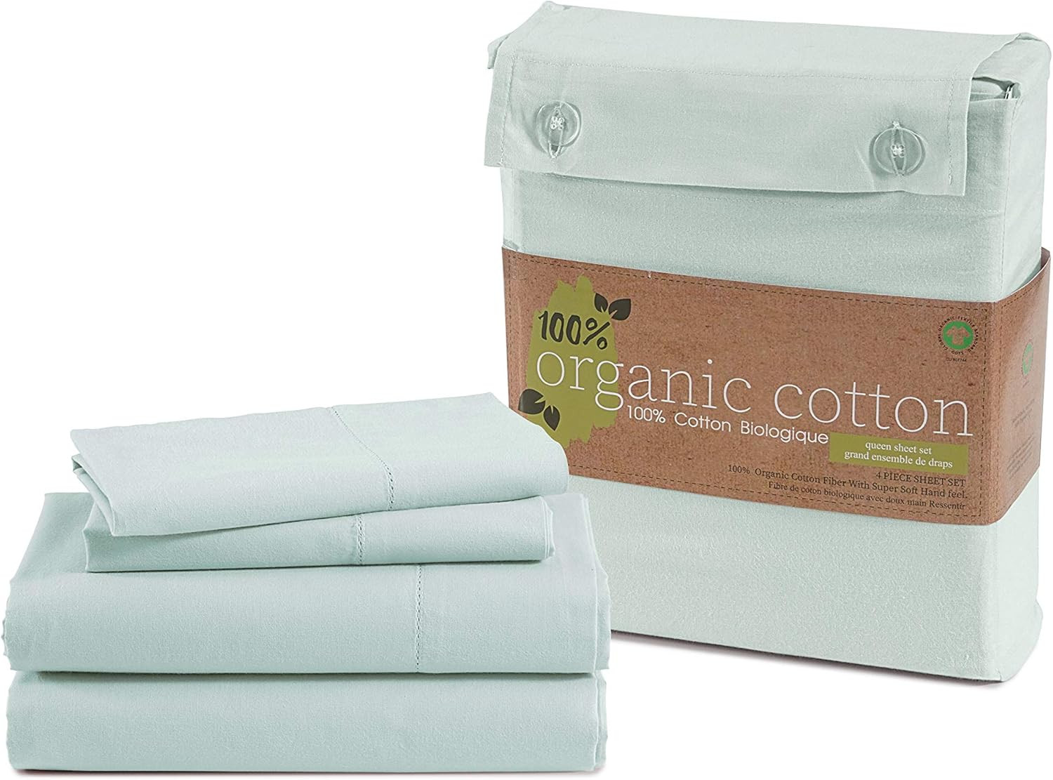 100% Organic Cotton Mineral Queen-Sheets Set, 4-Piece Pure Organic Cotton Long Staple Percale Wea... | Amazon (US)