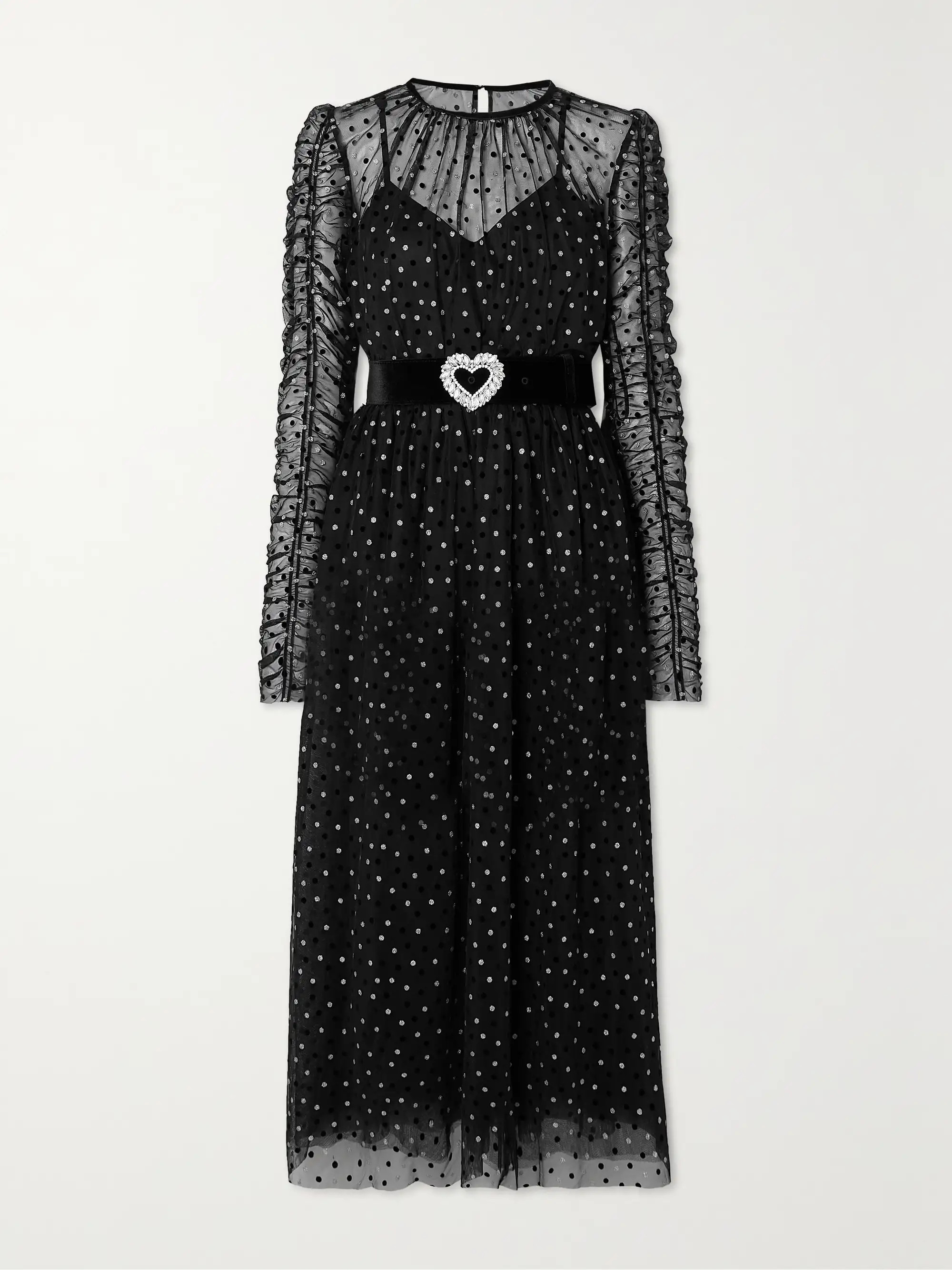 REBECCA VALLANCEWhitney belted metallic polka-dot flocked tulle dress | NET-A-PORTER APAC