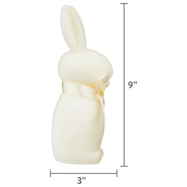 Easter Flocked Bunny Decor, Cream, 9 Inch, Way To Celebrate | Walmart (US)