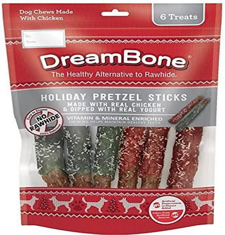 DreamBone Holiday Pretzel Sticks, 6 Count, Rawhide-Free Chews for Dogs | Amazon (US)