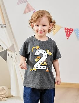Lovekider 2-5 Years Birthday Boy Shirt Construction Party T-Shirts Excavator Cotton Short Sleeve ... | Amazon (US)