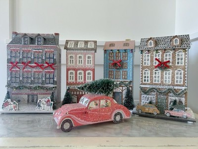 Anthropologie George & Viv Light-Up Holiday Village With CAR, SET OF 5 NEW Piece | eBay US