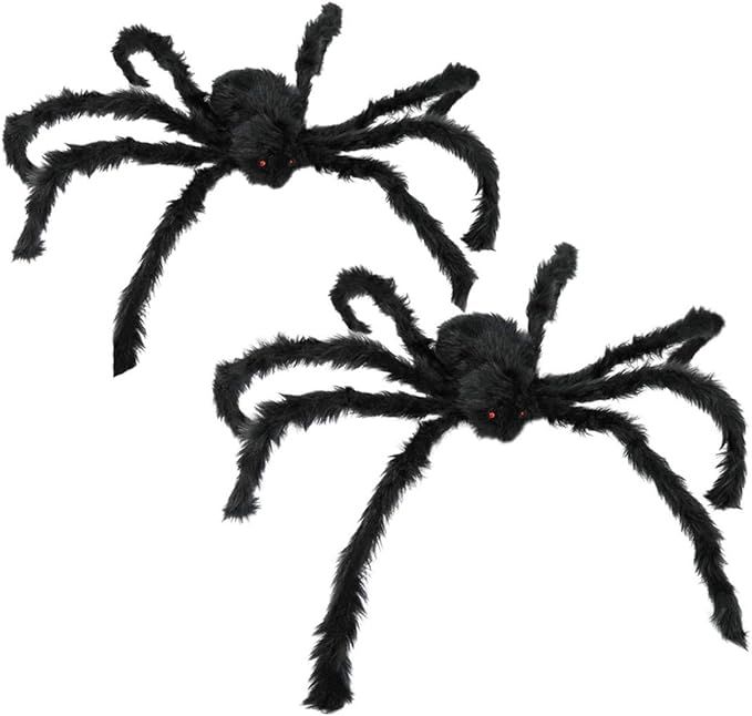 2-PACK Halloween Spider Decorations 55 inch Giant Spider Halloween Spiders Large Outdoor Spider D... | Amazon (US)