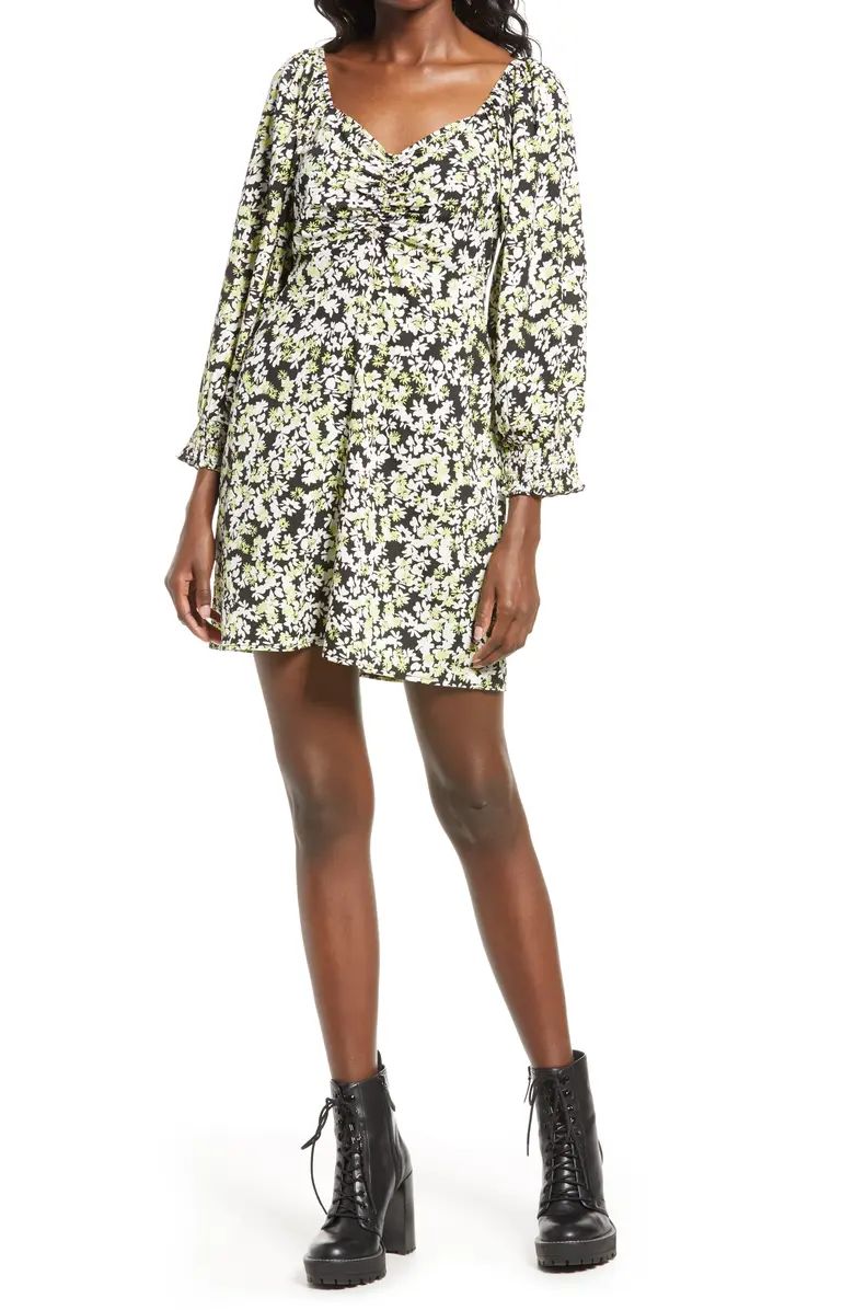 Chaddie Floral Long Sleeve Ruched Minidress | Nordstrom | Nordstrom Canada