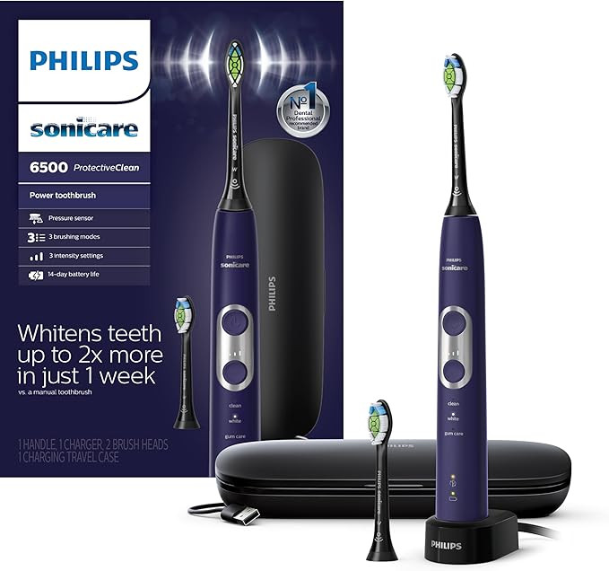 Philips Sonicare Protective Clean 6500 Rechargeable Electric Toothbrush, with Pressure Sensor, 3 ... | Amazon (US)