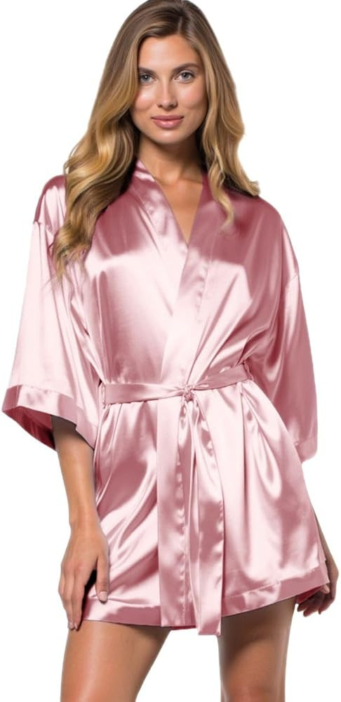Turquaz Women's Bride Bridesmaids Silky Robe Satin Kimono Robes for Women Lingerie | Amazon (US)