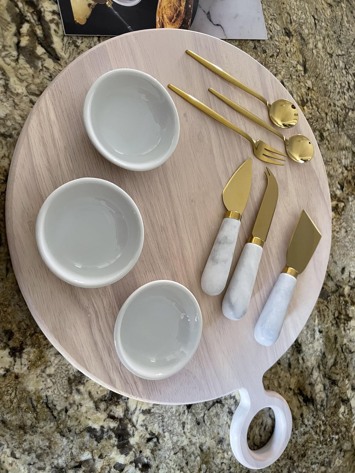 The Bamboo Abode 10 Piece Cheese and Charcuterie Board Set, White Wood - Womens Gifts for Christm... | Amazon (US)